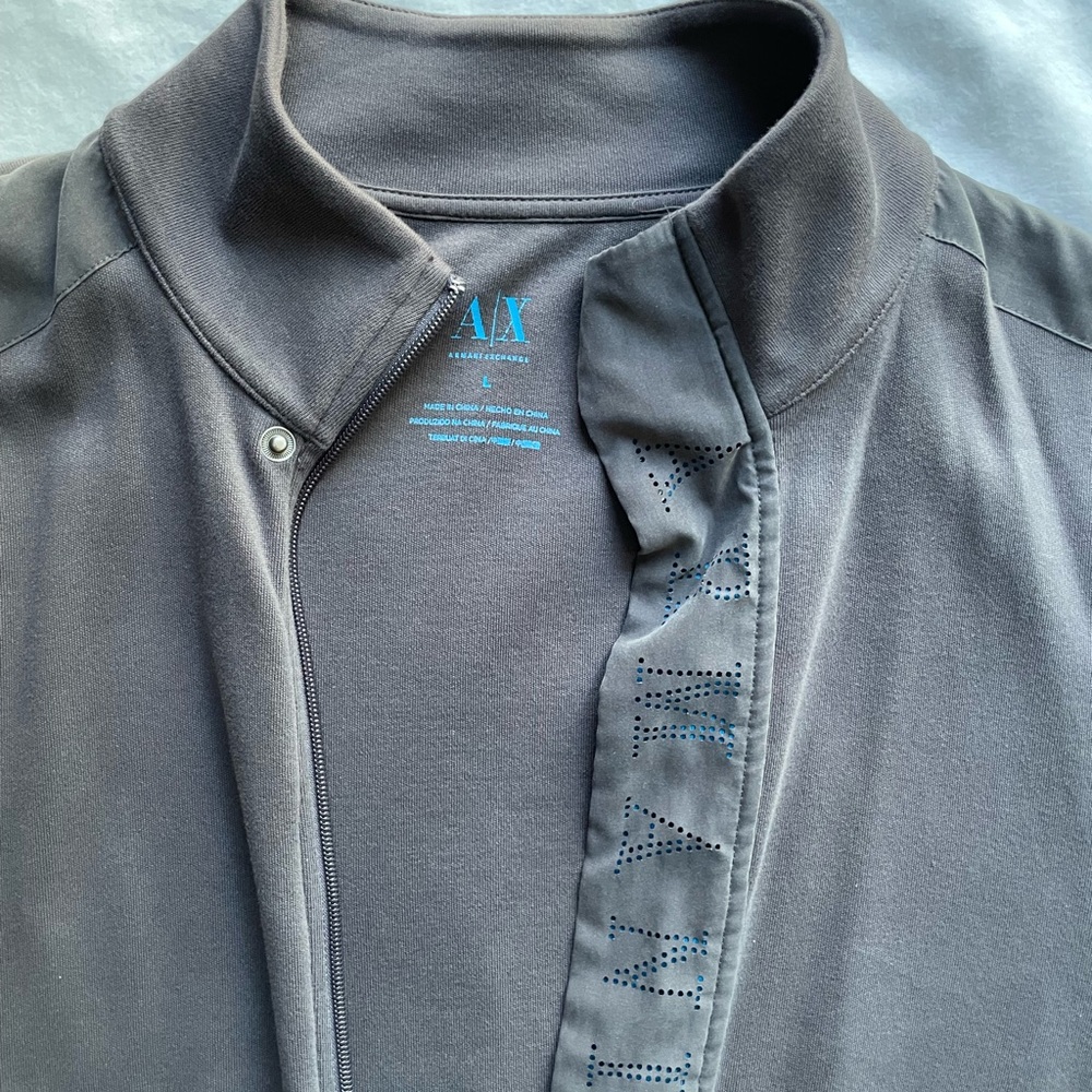 Armani Exchange Men's Gray Lightweight Zip Shirt Jacket